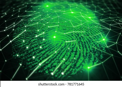 Fingerprint scanning for secure access, 3D rendering