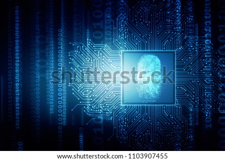 fingerprint scanning technology concept 2 d illustration stock