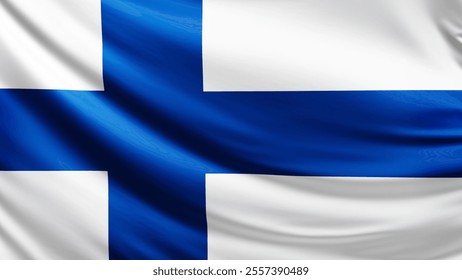 finish flag picture, close-up shot of finland nation flag, european, animated flag background photo, 3D photo of a flag, national symbol of the finland people, patriotism, full screen