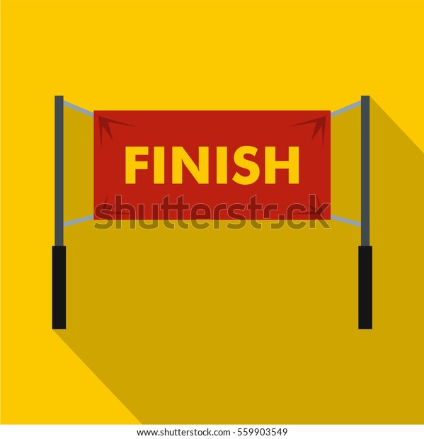 Finish line icon. Flat illustration
of finish line  icon for web isolated on yellow
background