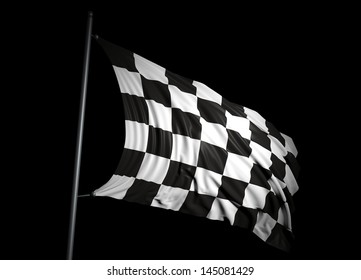 Finishing checkered flag on black background