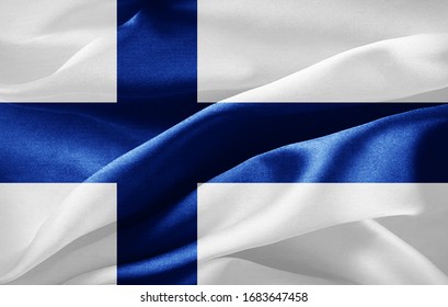 Finland flag of silk -3D illustration