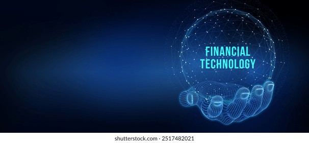 Fintech -financial technology concept. 3d illustration