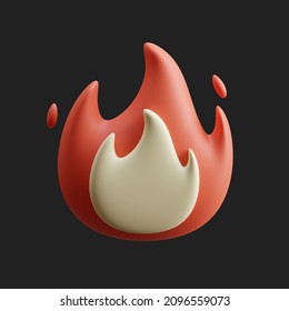 Fire 3d Icon. 3d Rendering Icon.