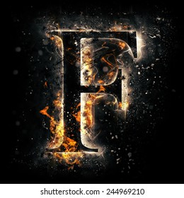 Fire alphabet. Letter F.