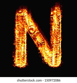 Fire Alphabet K On Black Background Stock Illustration 150972104