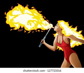 Fire Breather With Fire Hair