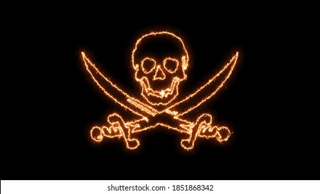 Fire burning skull. Devilish Skull burning Hell with scary, halloween, horror concept. Royalty high-quality free stock photo image fire flames burn over a devilish skull on a black background