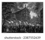 Fire in the City Hall of Amsterdam, 1762, Simon Fokke, 1762 - 1763 Fire in the City Hall on Dam Square in Amsterdam, in the night of 12 to 13 October 1762.