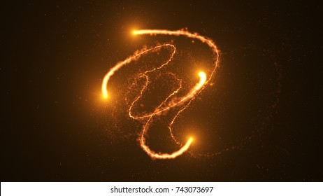 Fire comet light flying in circle. Shining lights in motion with small particles. Ring of fire, Plasma ring on a dark background. 3D rendering, Abstract background.