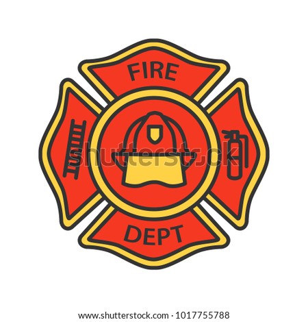 Fire Department Badge Color Icon Firefighting Stock Illustration