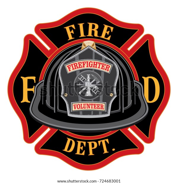 Fire Department Cross Volunteer Black Helmet Stock Illustration 724683001 Shutterstock 