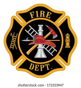 Fire department or firefighterÂ?Â?s Maltese cross symbol illustration.