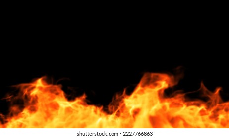 Fire Design on Black Background. Close-up. 3D Illustration