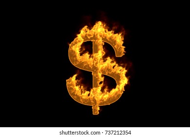 Fire Dollar Sign Isolated On Black Stock Illustration 737212354 ...