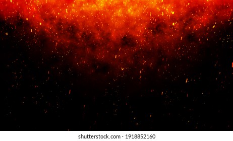 Fire Embers Particles Over Black Background Stock Illustration ...