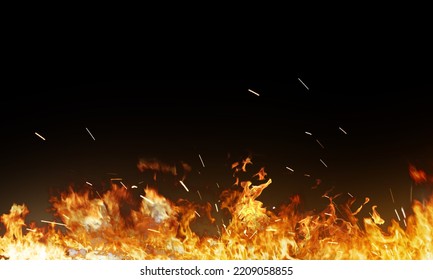 Fire Embers Particles Over Black Background Stock Illustration ...