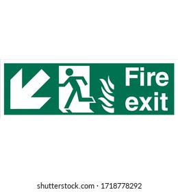 Fire Exit Down Left NHS Sign

