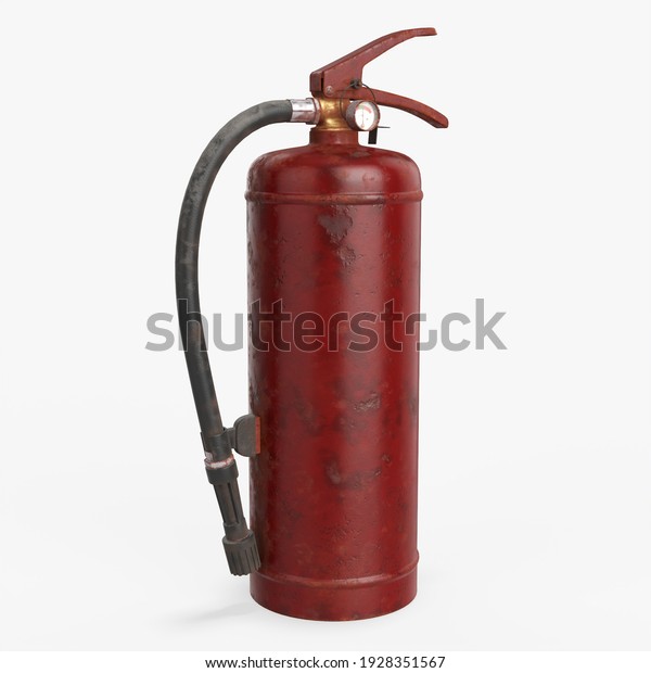 Fire extinguisher classes A, B dirty 3D\
rendering isolated on white\
background
