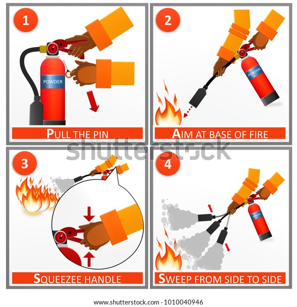 消火器命令ラベルセット 消火器と消火器のイラストによる防火 のイラスト素材