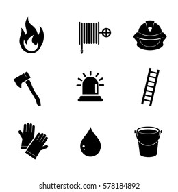 Fire Fighter Icon Set On White Background.