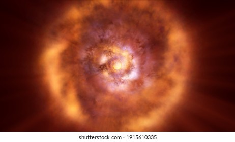 Fire Flame Ball Explosion In Space, Abstract Illustration