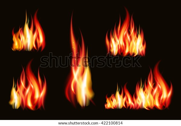 黒い背景に火の炎のストロークがリアルに描かれます のイラスト素材