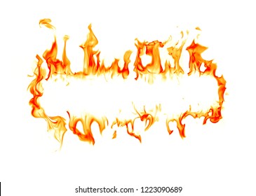 Fire flames frame isolated on white background