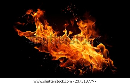 Fire flames on black background