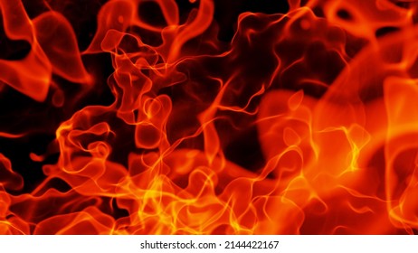 Fire flames texture background, realistic abstract orange flames pattern, 3D glowing fiery render illustration.