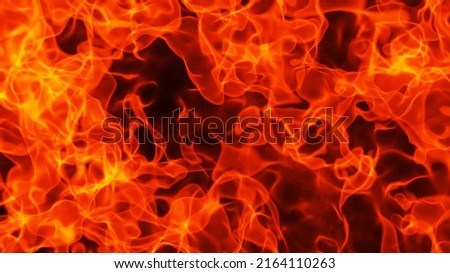 Fire flames texture background, realistic abstract orange flames pattern, 3D glowing fiery render illustration.