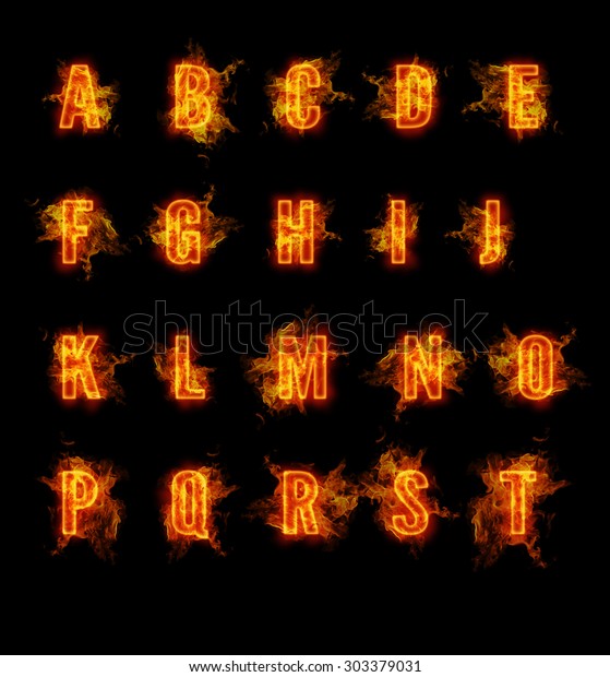 Fire Font Collection Stock Illustration 303379031