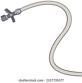 Fire hose with nozzle on white background