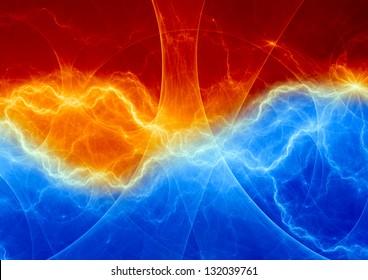 Fire and ice abstract fantasy lightning