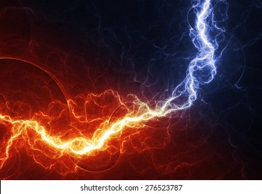 Fire And Ice Abstract Lightning Background, Clash Of The Elements