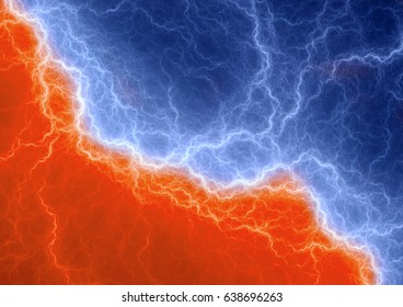 Fire And Ice Abstract Lightning Background, Clash Of The Elements