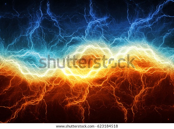 Fire Ice Abstract Lightning Background Clash のイラスト素材