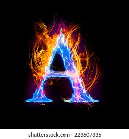 Fire And Ice Text,capital Letter,alphabet-A