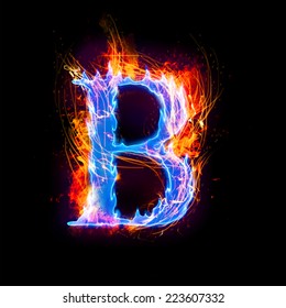 Fire And Ice Text,capital Letter,alphabet-B