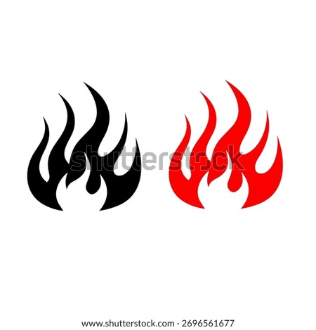 fire icon set balck and red