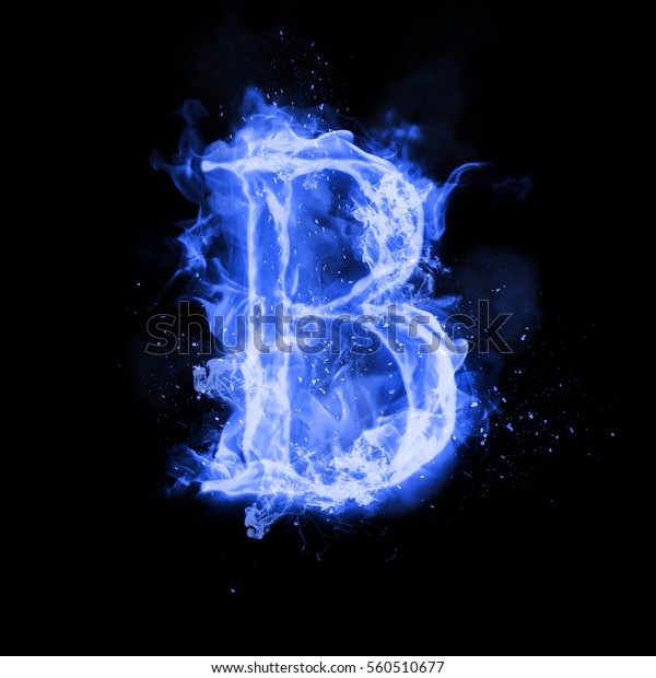 Fire Letter B Burning Blue Flame Stock Illustration