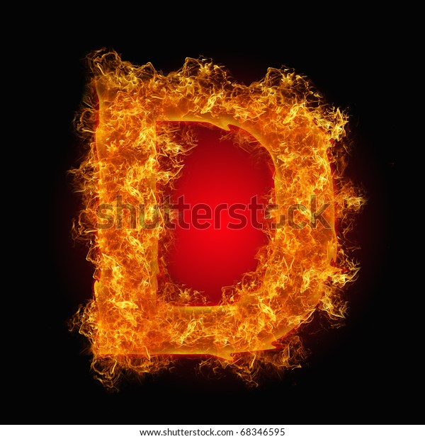 Fire Letter D On Black Background Stock Illustration 68346595