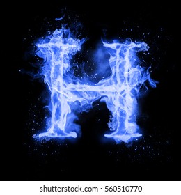 Fire Letter H Burning Blue Flame Stock Illustration 560510770