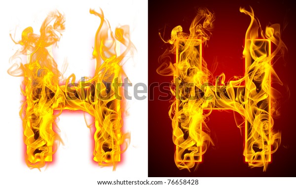 Fire Letter H On Red White Stock Illustration