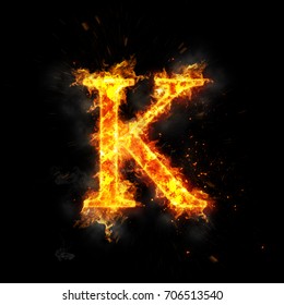 Fire Letter K Burning Flame Stock Illustration 706513540 