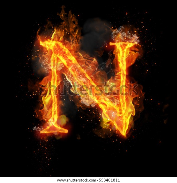 Fire Letter N Burning Flame Flaming Stock Illustration 553401811