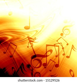 fire like abstract background with music notes