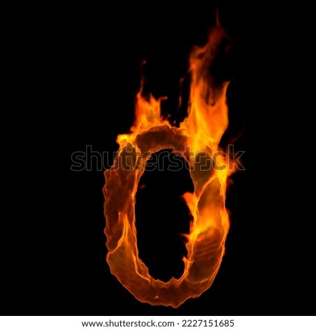 fire number 0 - 3d demonic digit isolated on black background. This alphabet is perfect for creative illustrations related but not limited to disaster, hell, global warming...
