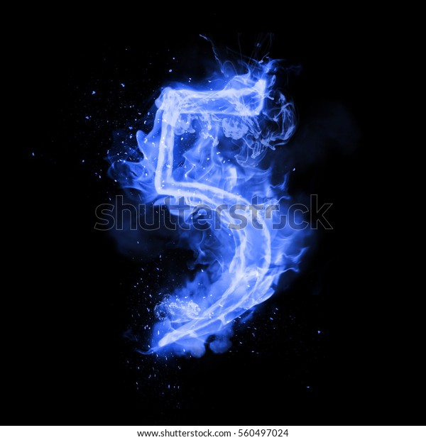 Fire Number 5 Five Burning Blue Stock Illustration