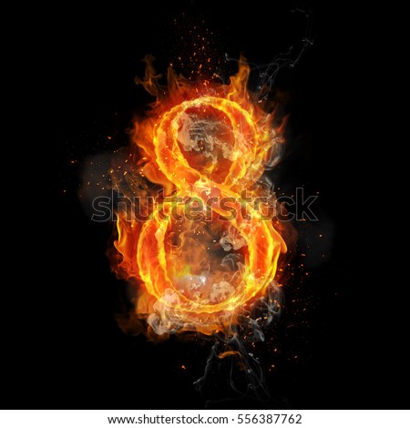 Fire Number 8 Eight Burning Flame Stock Illustration 556387762 ...